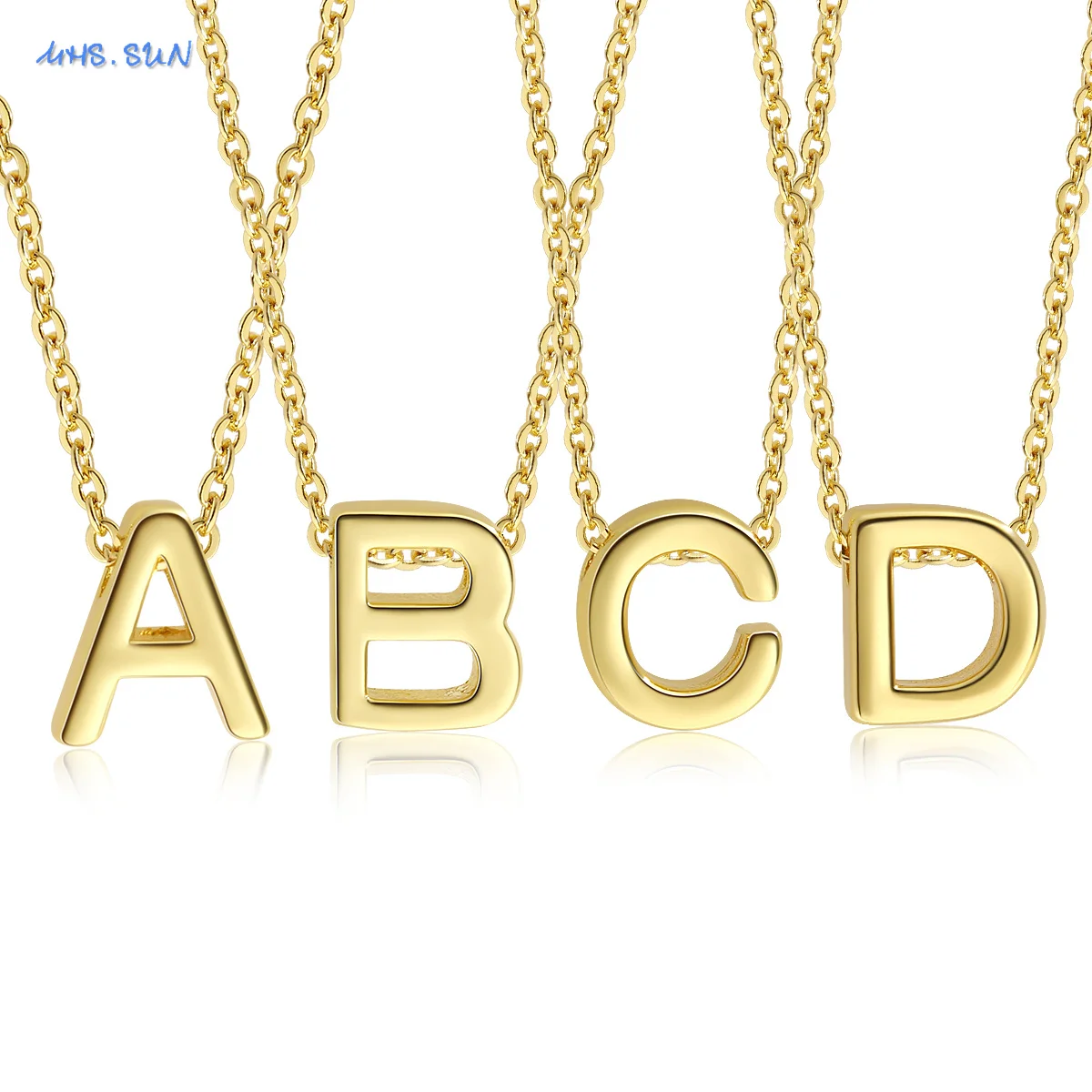 MHS.SUN Gold Color Tiny Initial Necklaces Cute Letters Single Name Choker Necklace For Women Alphabet Pendant Jewelry Gift