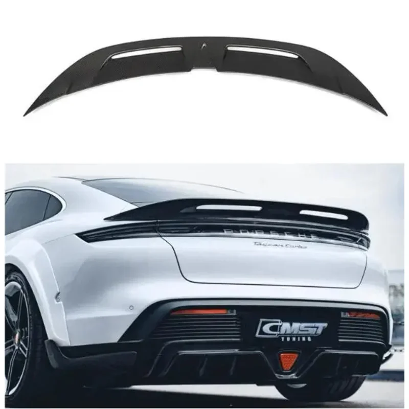 CM Real Carbon Fiber Car Rear Wing Trunk Lip Spoiler For Porsche Taycan / Turbo S 2019 2020 2021 2022 2023