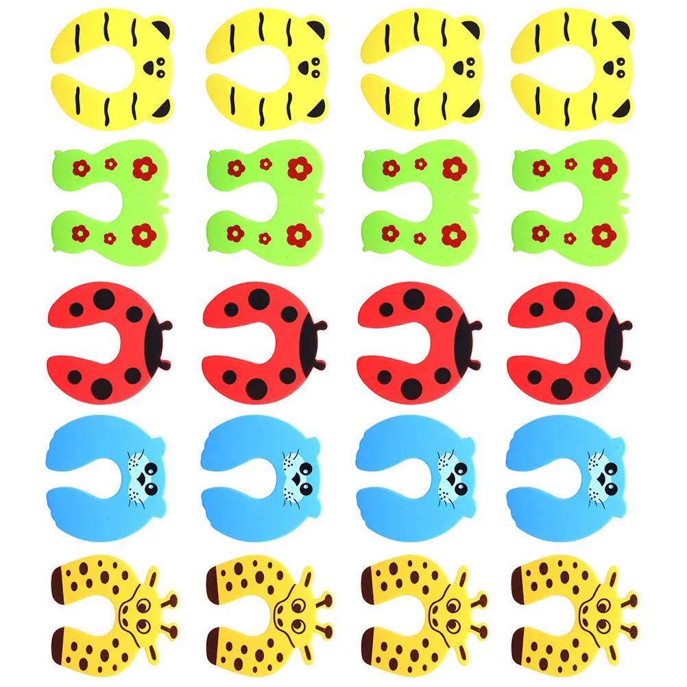 20個入り-ドアストッパー-ベビーフィンガープロテクター-漫画動物デザイン-挟み込み防止-ドアホルダー-安全クリップ-家庭用-ベビールーム用