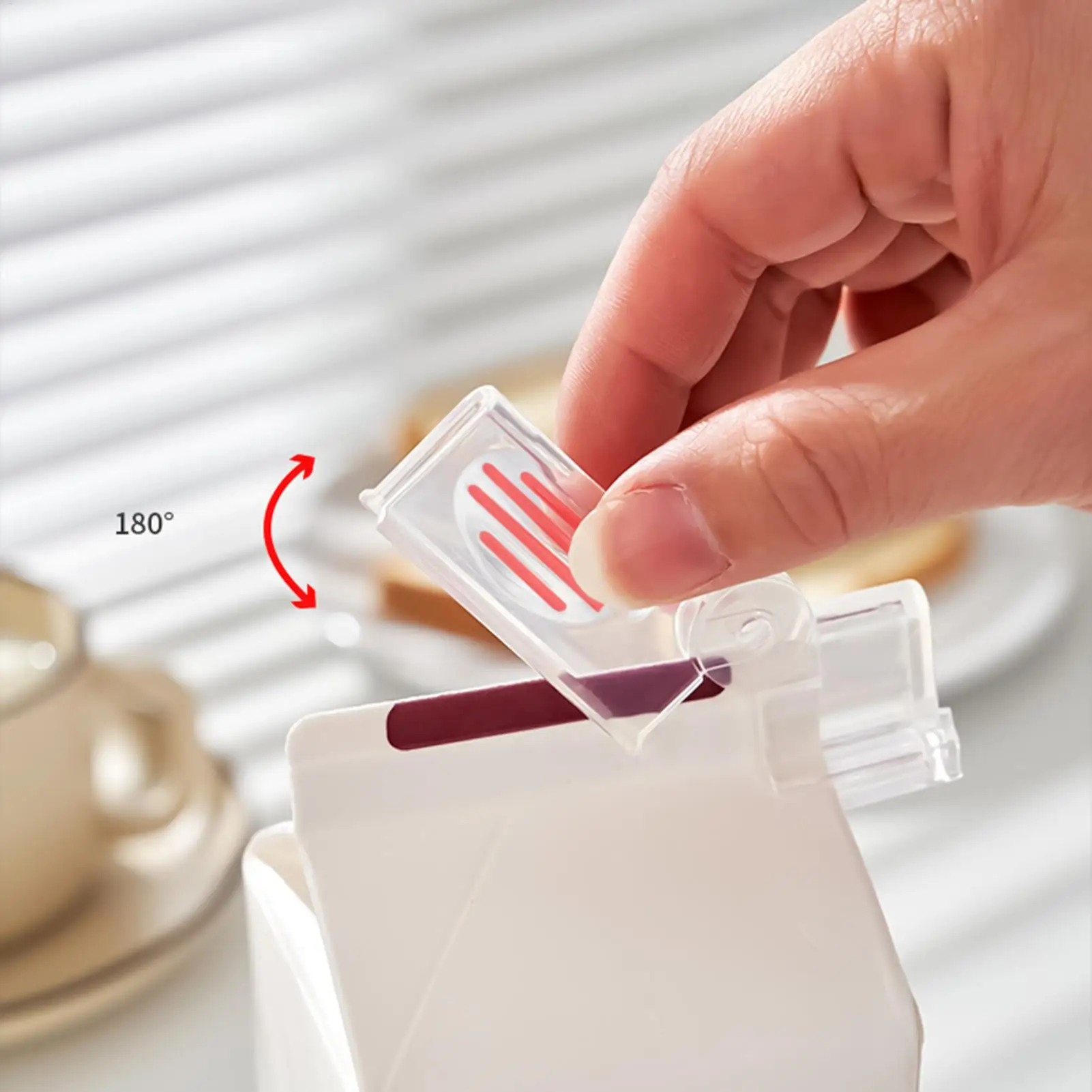 Sellador de cartón de leche, Clip de almacenamiento de bolsas de alimentos de 2 piezas para despensa, sellador hermético reutilizable, abrazadera de embalaje de líquido para patatas fritas