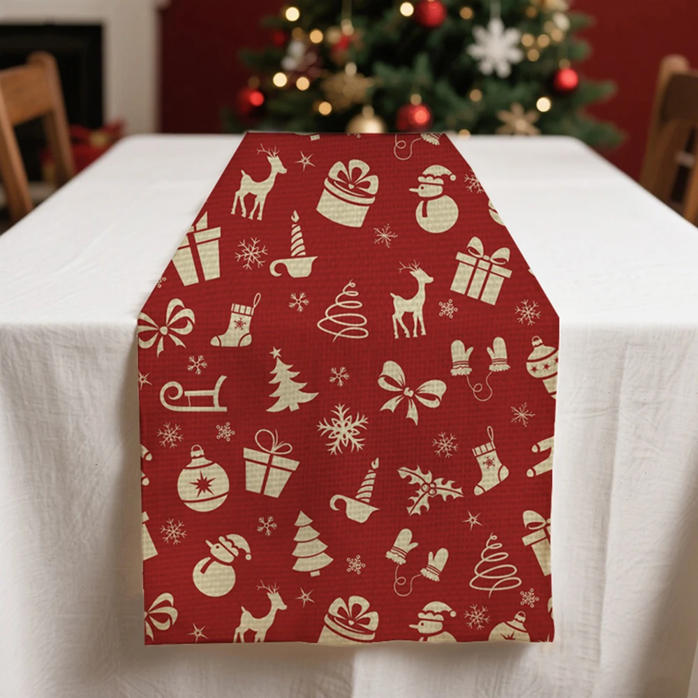 

red Christmas table runners winter Table decoration and accessories for Festival home decor party tablecloth