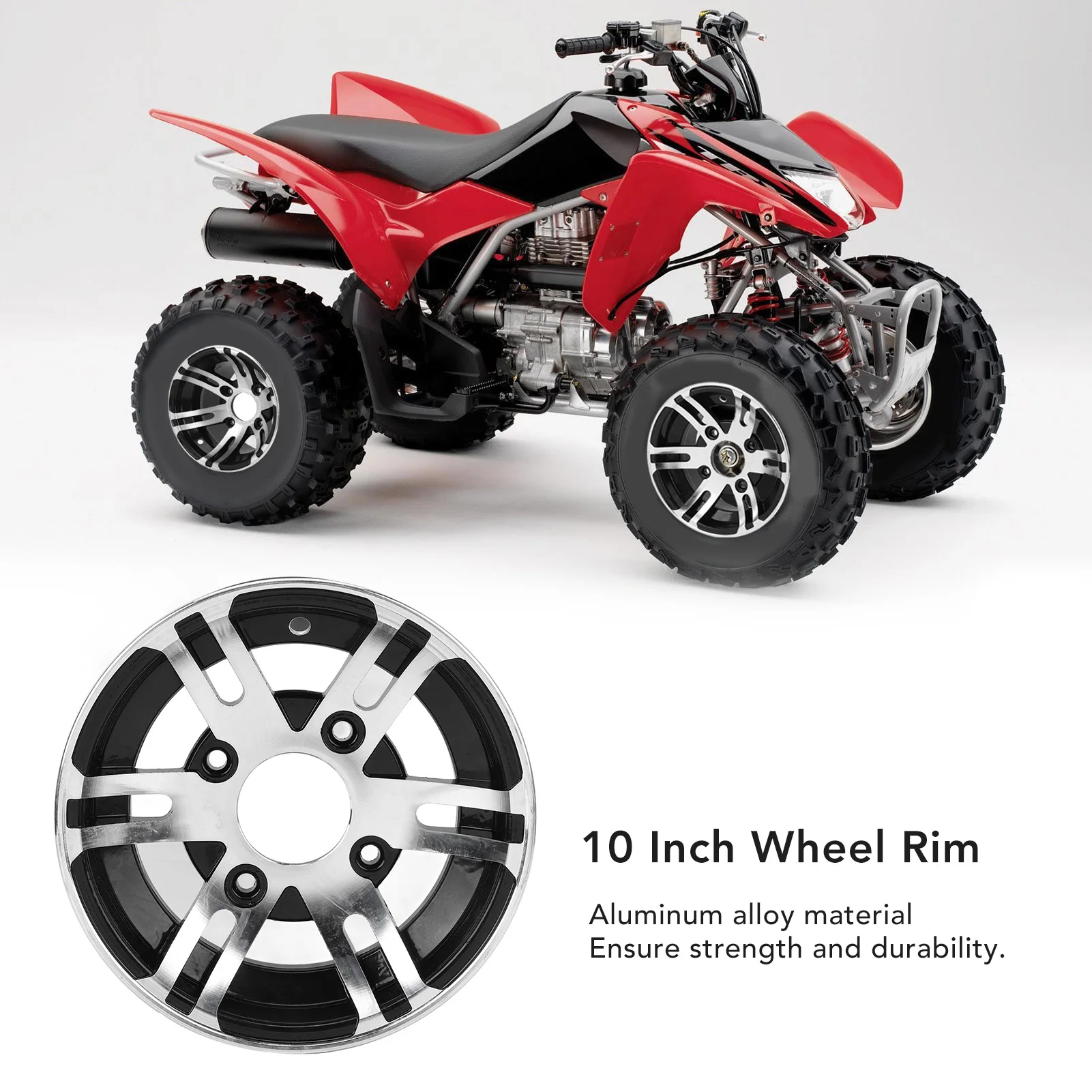 10 Inch Atv Wheels, Aluminum Alloy Wheel Rims, 10 Inch Universal Fit for Go Karts and Golf Carts, High Strength