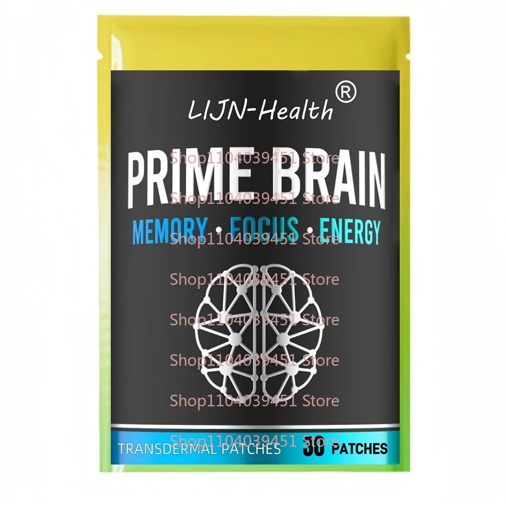 

30 Patches Prime Brain Transdermal Patches Ginkgo Biloba, Lion's Mane Mushroom, Vitamin B12 for Memory, Focus Support