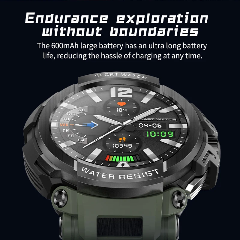 2024 New Men Military Smart Watch Bluetooth Call GPS 100 Sports Fitness Tracker Health Monitor Smartwatch for Android IOS