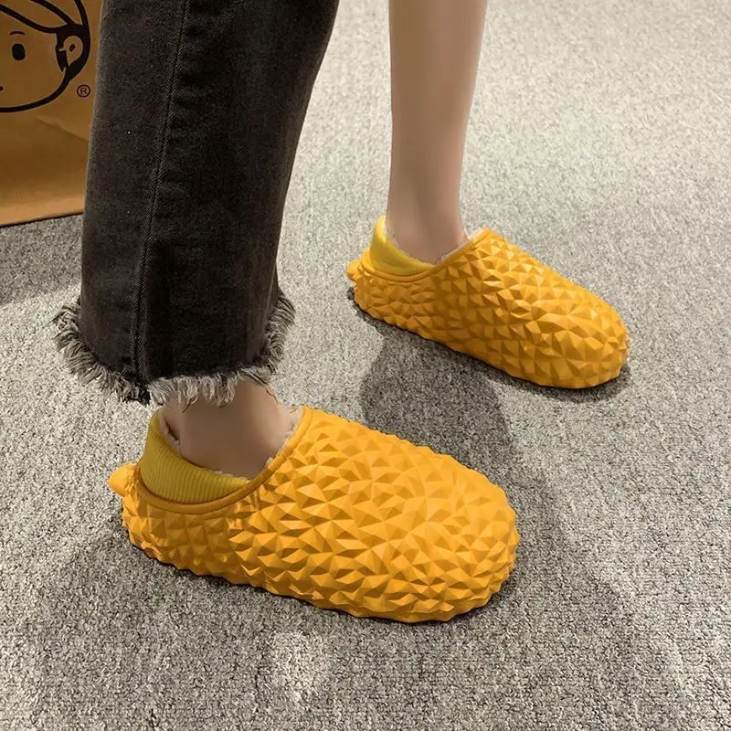 Personalized and Funny Three-dimensional Durian Plush Fashionable Anti Slip External Slippers