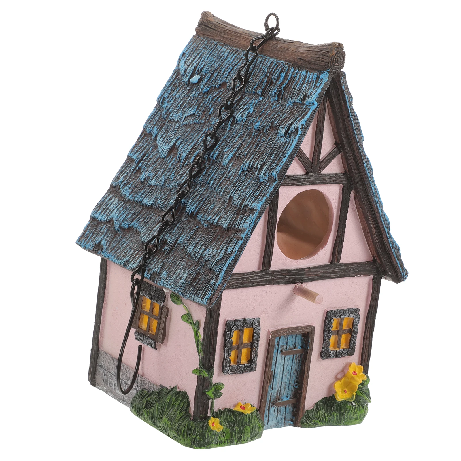 

Garden Bird House Resin Outdoor Hanging Nest Decorative Bird Shelter for Backyard Courtyard Protection from Cold and Predators
