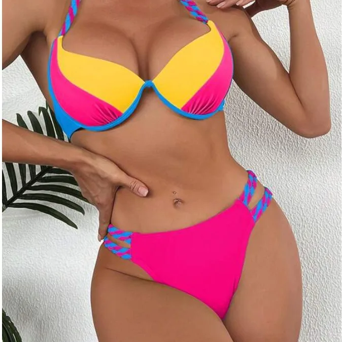 Nuovo costume da bagno in due pezzi con cinturino Bikini stampato per le donne per sentirsi in caldo vestito bikini casual per le vacanze al mare