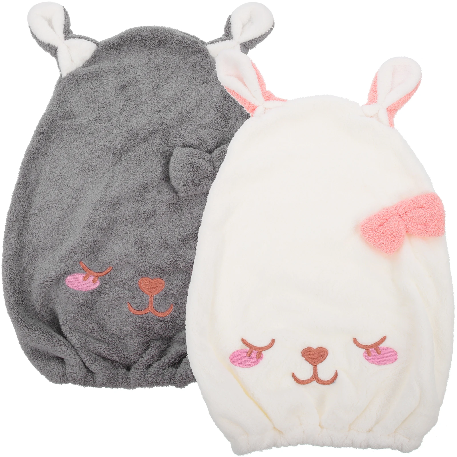 

2pcs Coral Fleece Dry Hair Hat Quick Towel Comfortable Bath Wrap Girls Kids Absorbent Drying Women Cartoon Head Towels Practical