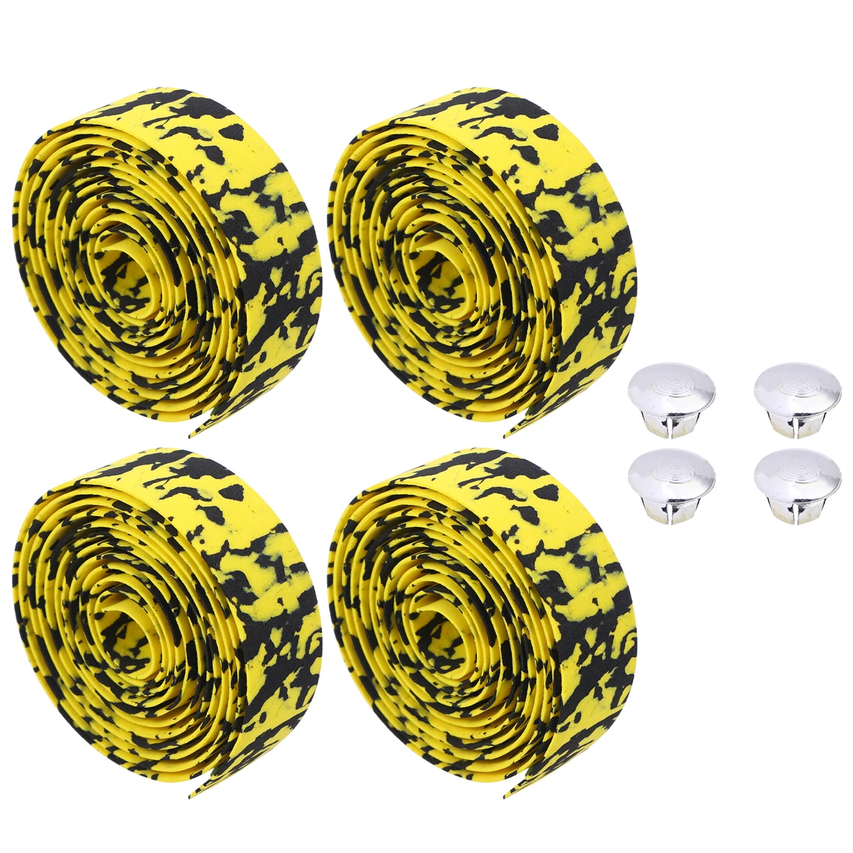 

2pcs Mountain Bike Handlebar Tape 200X3Cm Pu Lightweight Comfortable Anti-Fatigue Camouflage Yellow Black For Bicycle