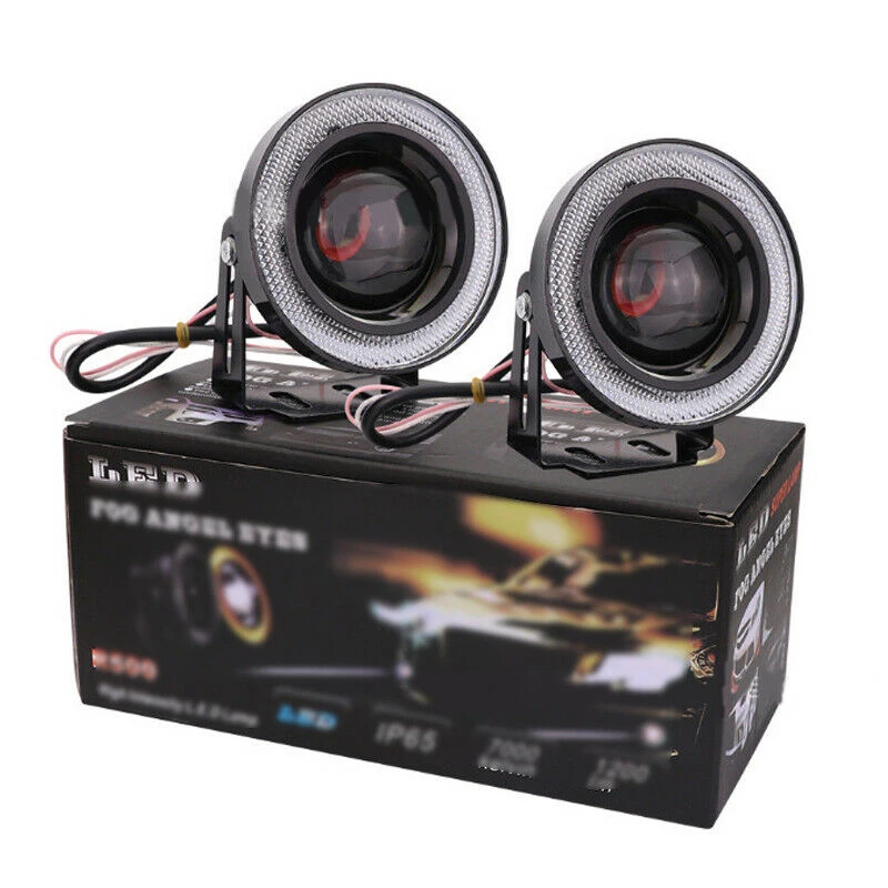 

1* 3.5" Angel Eyes LED Fog Light Car SUV Universal White Driving Head Lamp 12V