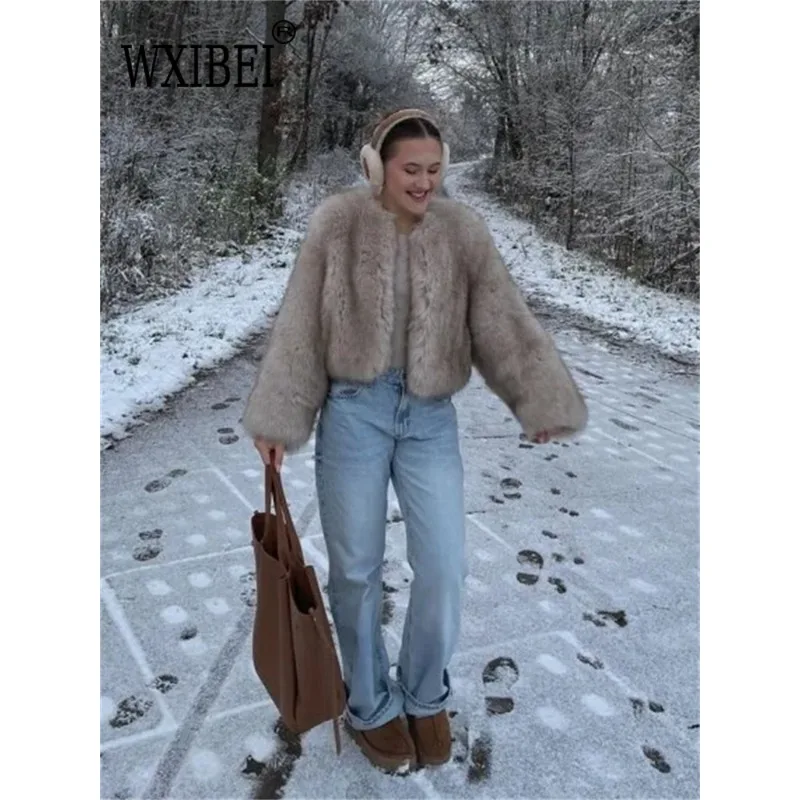 Fashion Fluffy Faux Fur Coat for Women Winter Elegant Loose Long Sleeve Jacket Female Luxury Thick Lady High Street Outerwear