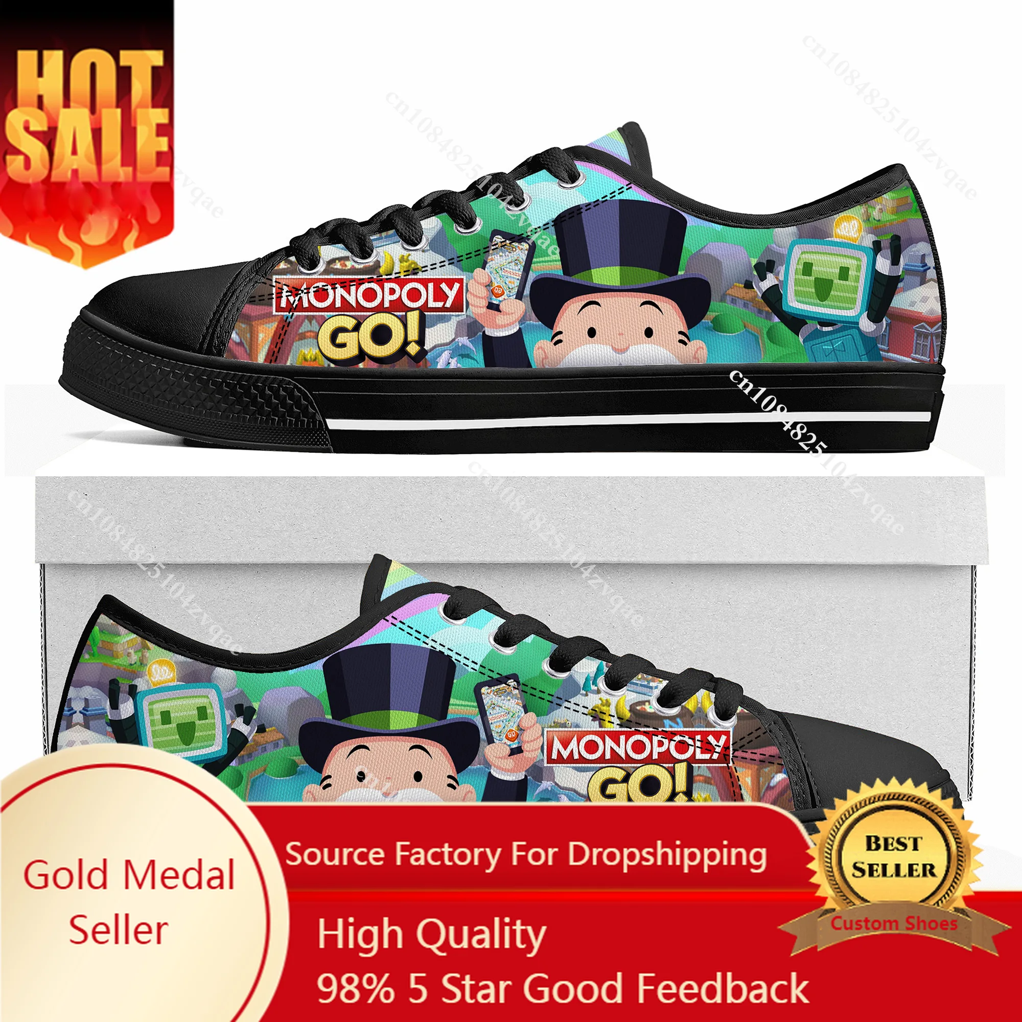 

Monopoly Go Low Top Sneakers Hot Cartoon Game Womens Mens Teenager High Quality Shoes Casual Fashion Tailor Made Canvas Sneaker