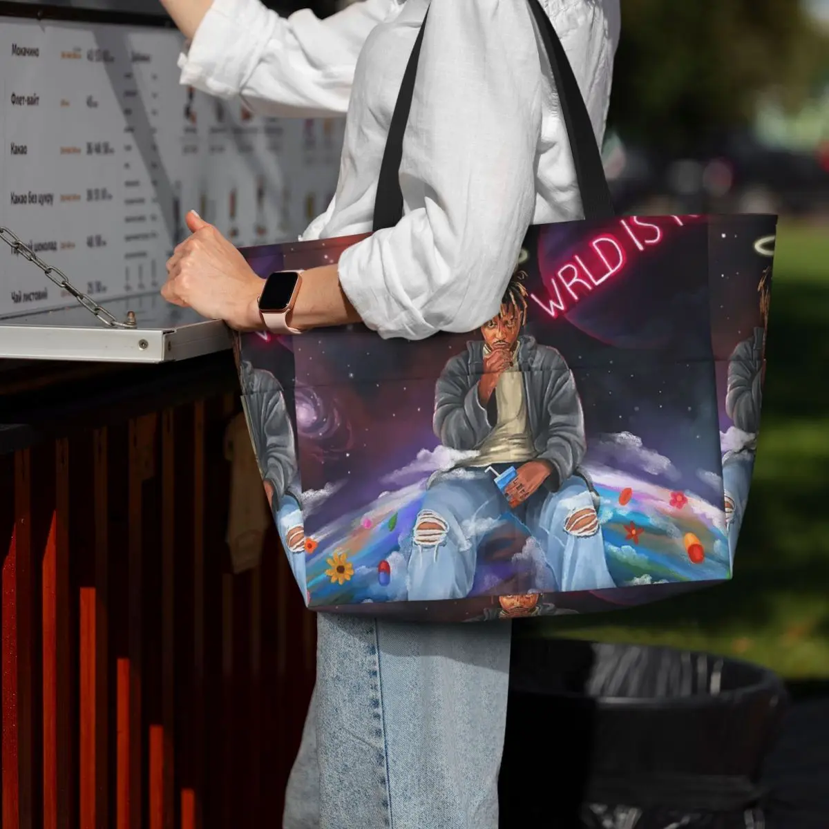 

Juice Wrld Streetwear Beach Tote Bag Sport Gym Yoga Duffle Large Tote Bag Women Travel Bag Fitness bag