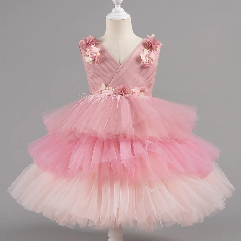 Dress for Children Girls Christmas Wedding Lace 1st Birthday Party Dress for Kids Toddler Children Formal Evening Costume