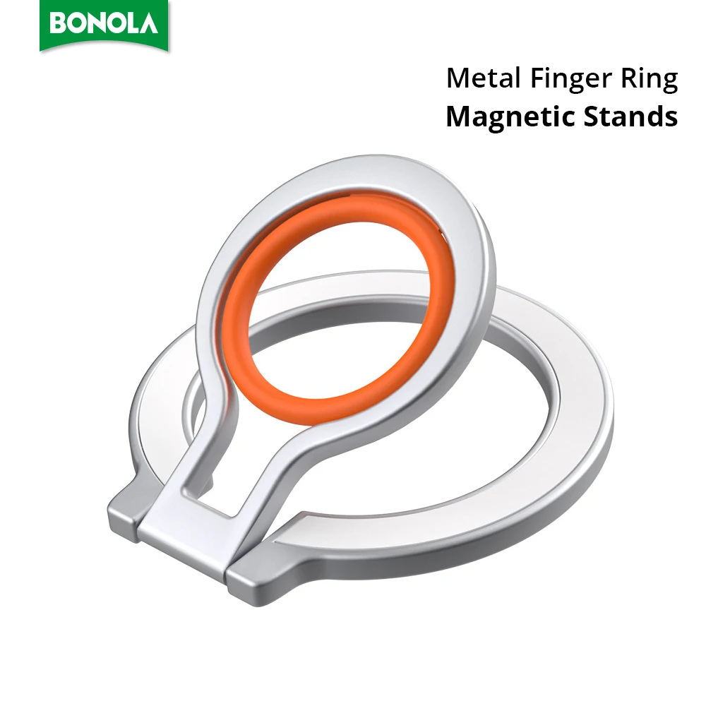 

Bonola Metal Magnetic Finger Ring Phone Stand Foldable for iPhone 16/15/14/12 360 Degree Rotate Portable Holder for iPhone 12