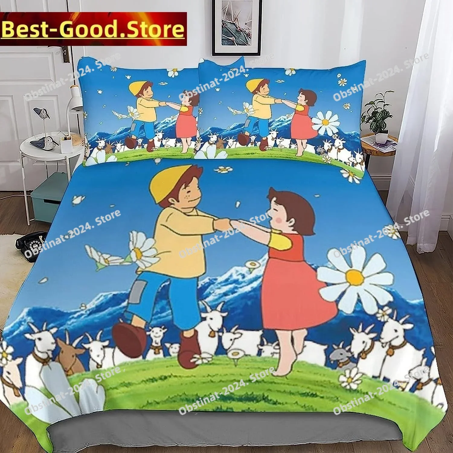 

3D Print Anime Heidi, Girl of the Alps Bedding Set Single Twin Full Queen King Size Bed Set Adult Kid Bedroom Duvet cover Sets