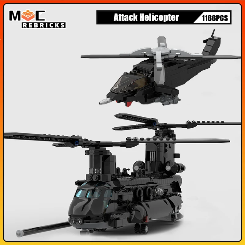 

MOC военная серия MMH-47G спецназ Chinook атака модель вертолета строительные блоки DIY технология кирпичи игрушки рождественские подарки