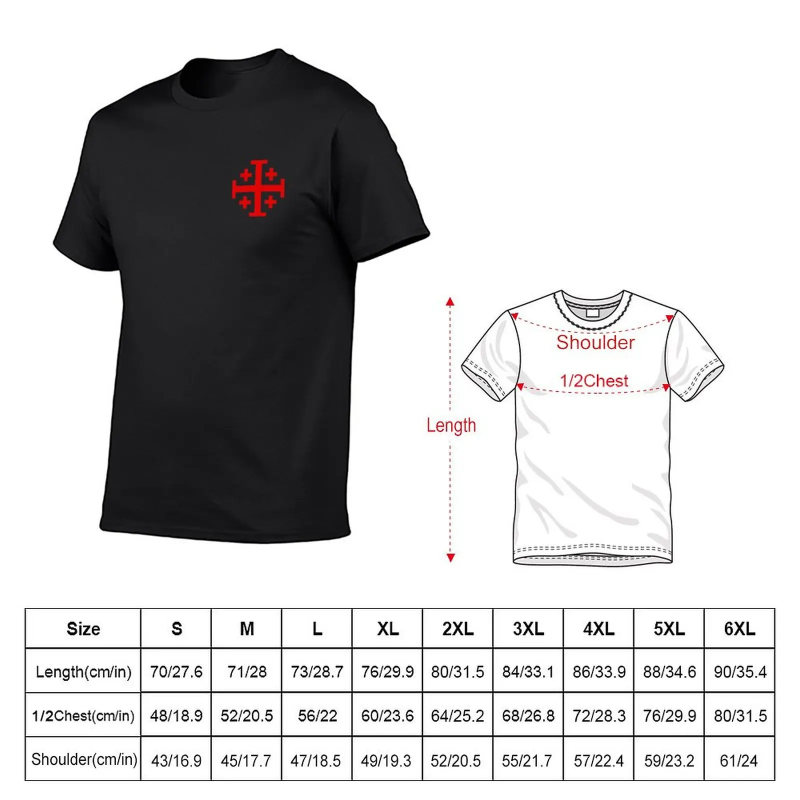 Knights Templar Jerusalem Cross Crusaders Shield Red Cross T-Shirt Aesthetic clothing customizeds mens t shirt graphic