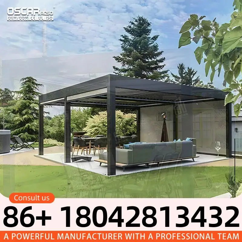 

Modern Motorized Pergola With Blinds Aluminium Custom Design for Patio Backyard Garden pergola