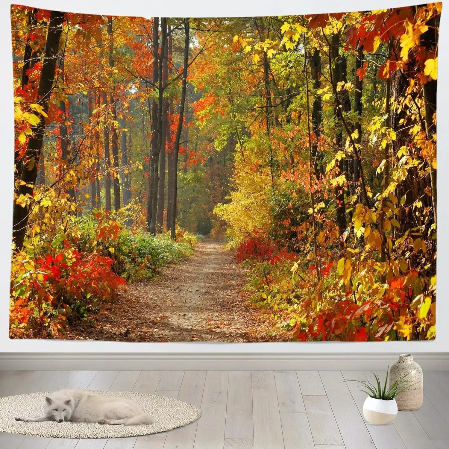 Forest Tapestry Nature Landscape Tapestry Starry Night Sky Tree Galaxy Tapestries Wall Hanging for Home Dorm Living Room Office