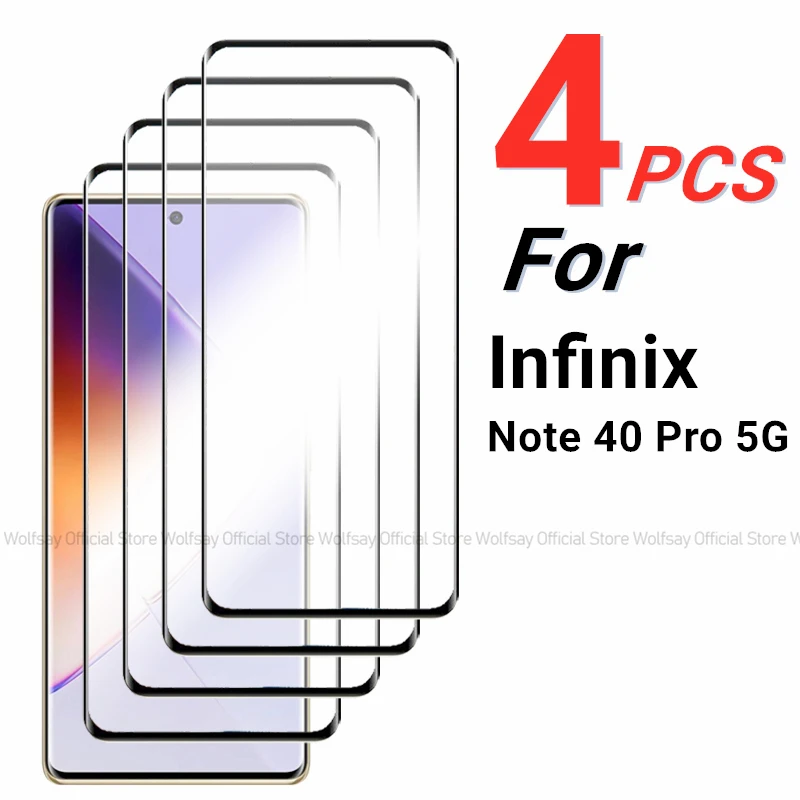 2/4PCS 3D Curved Edge Glass For Infinix Note 40 Pro 5G Film For Infinix Note 40 Pro 5G Phone Screen Protector Tempered Glass