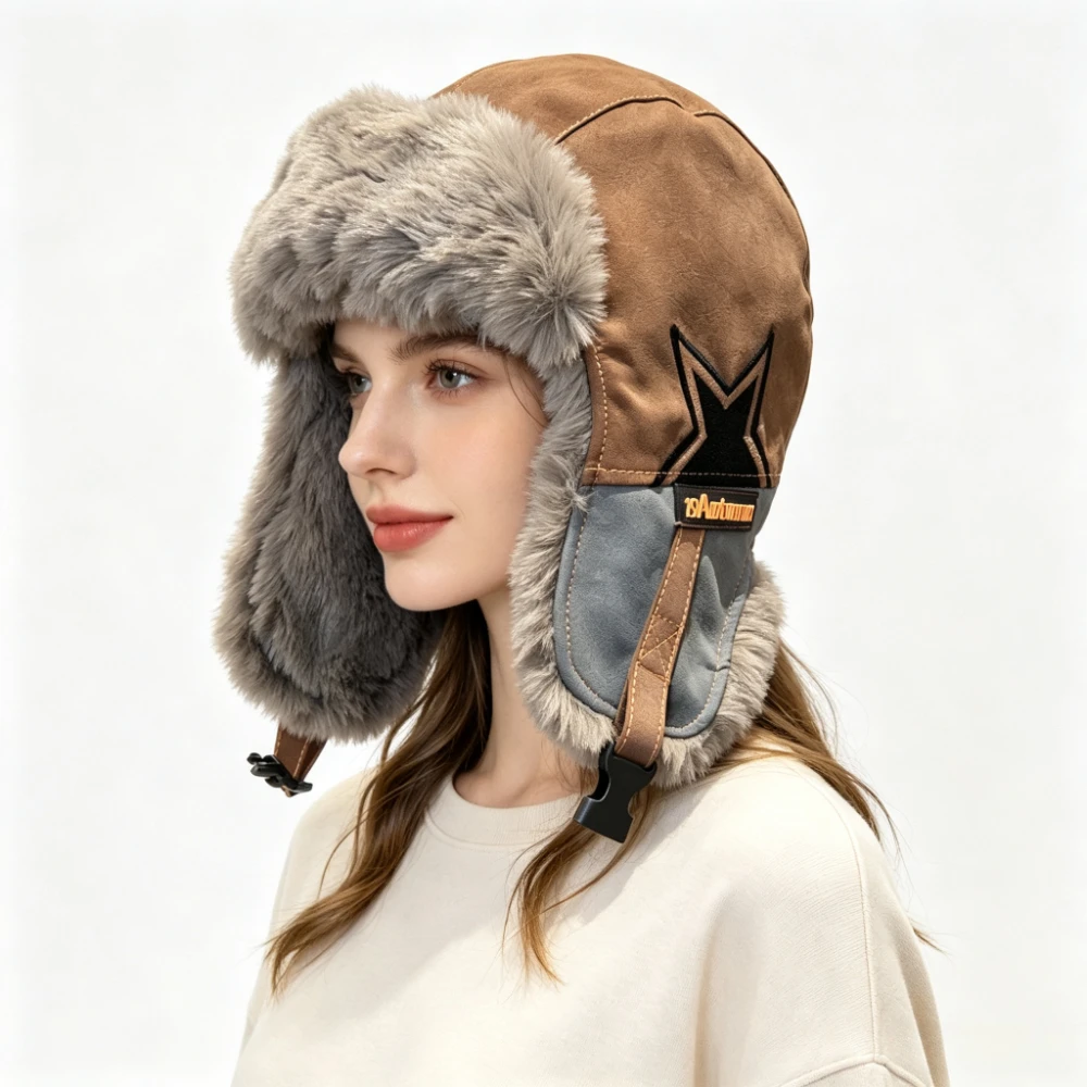 New Lei Feng hats for men and women in autumn and winter, thickened warm cycling ear hats for women, outdoor windproof flight