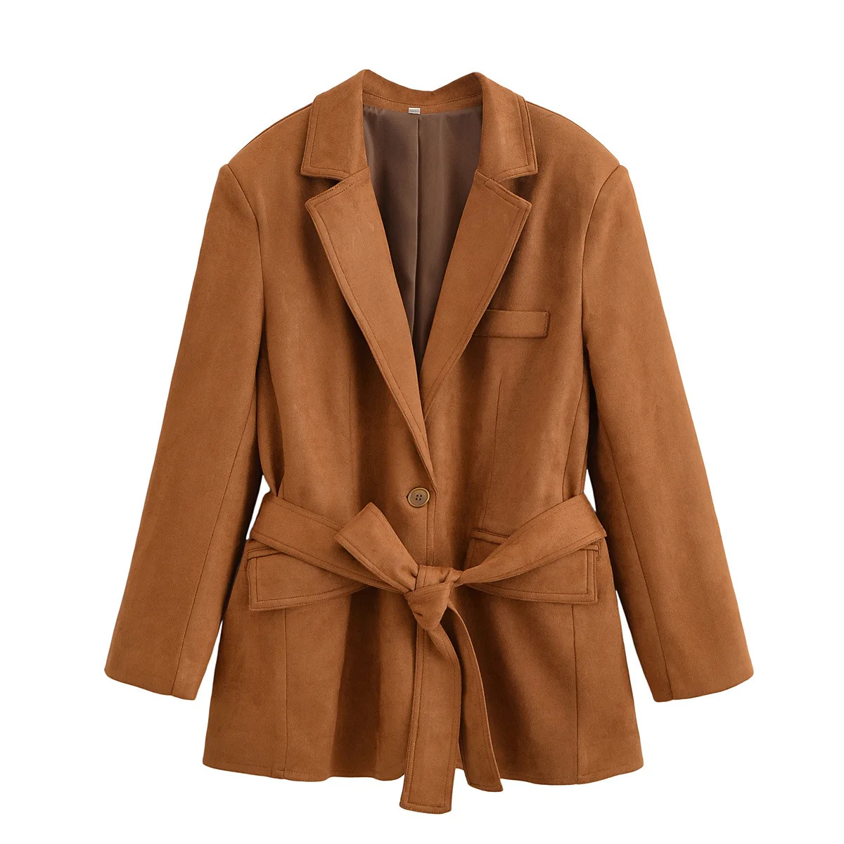 

Women's Suede Jacket With Belt Waist-Cinching Suit Coat Autumn European And American Style