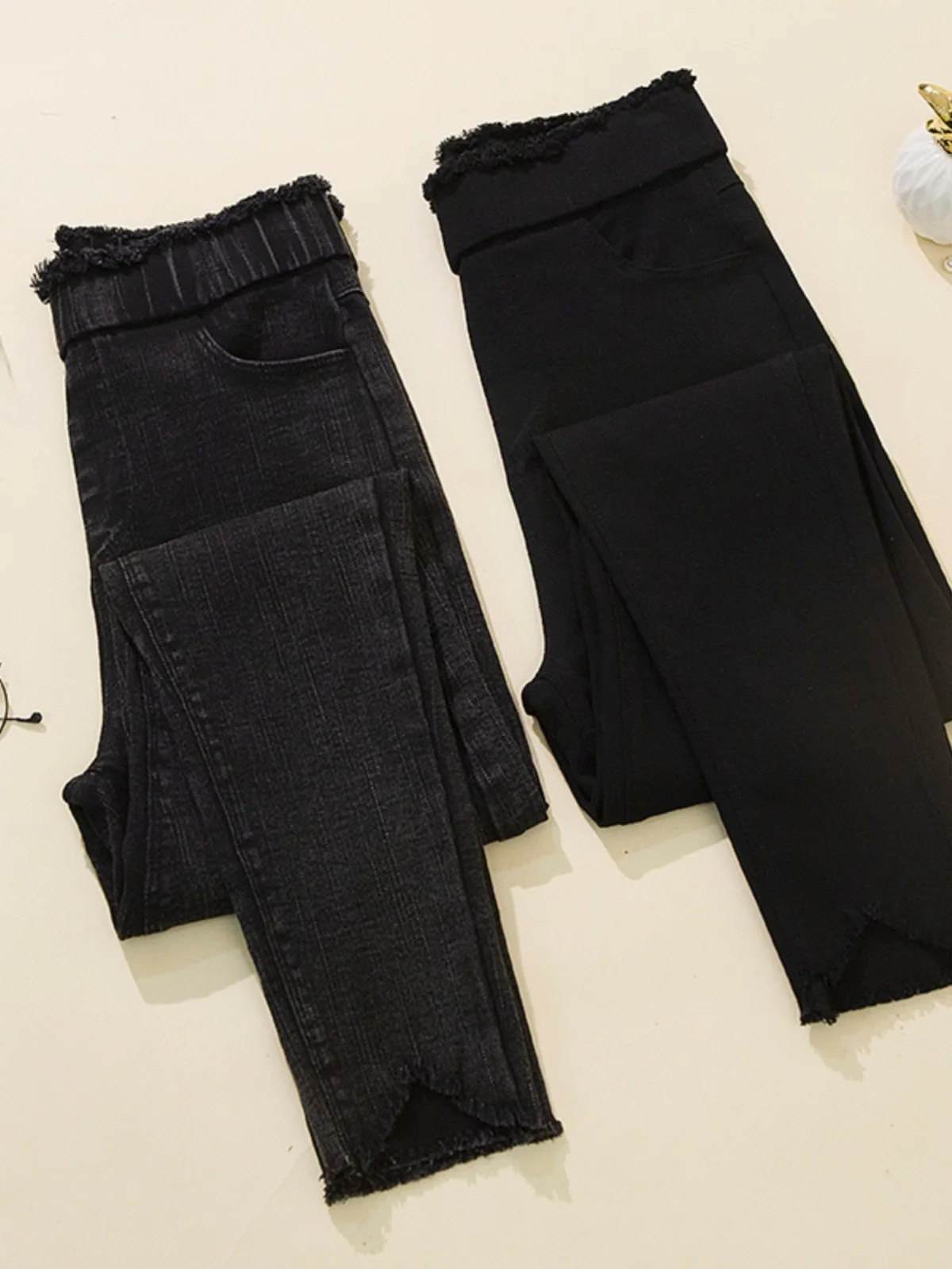plus Size Women's Elastic Denim Look Slimming Ankle Pants Base Layer Pants for Early Autumn plus Size Fashion Ladies' Trousers