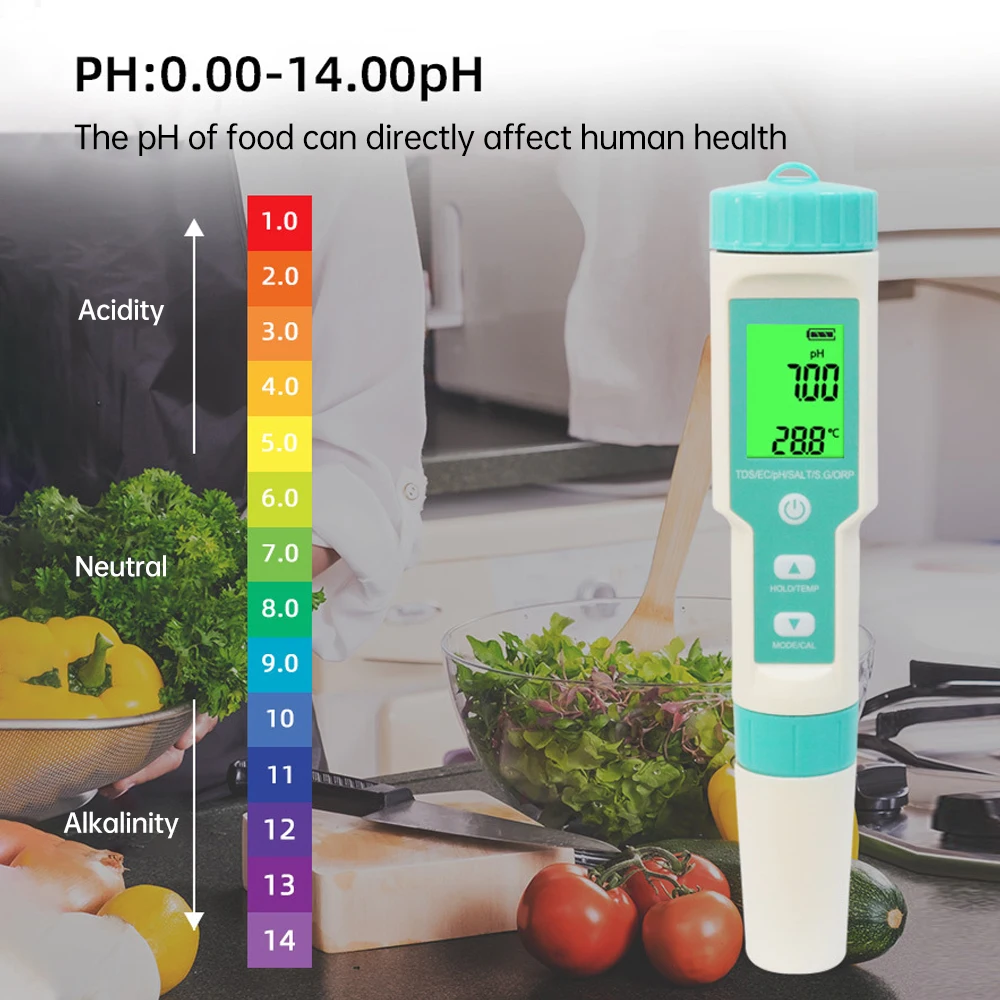 7 in 1 Professional Water Quality Monitor Tester TDS/SALT/EC/S.G/PH/ORP/Thermometer Multi-parameter Testing Meter With Backlight