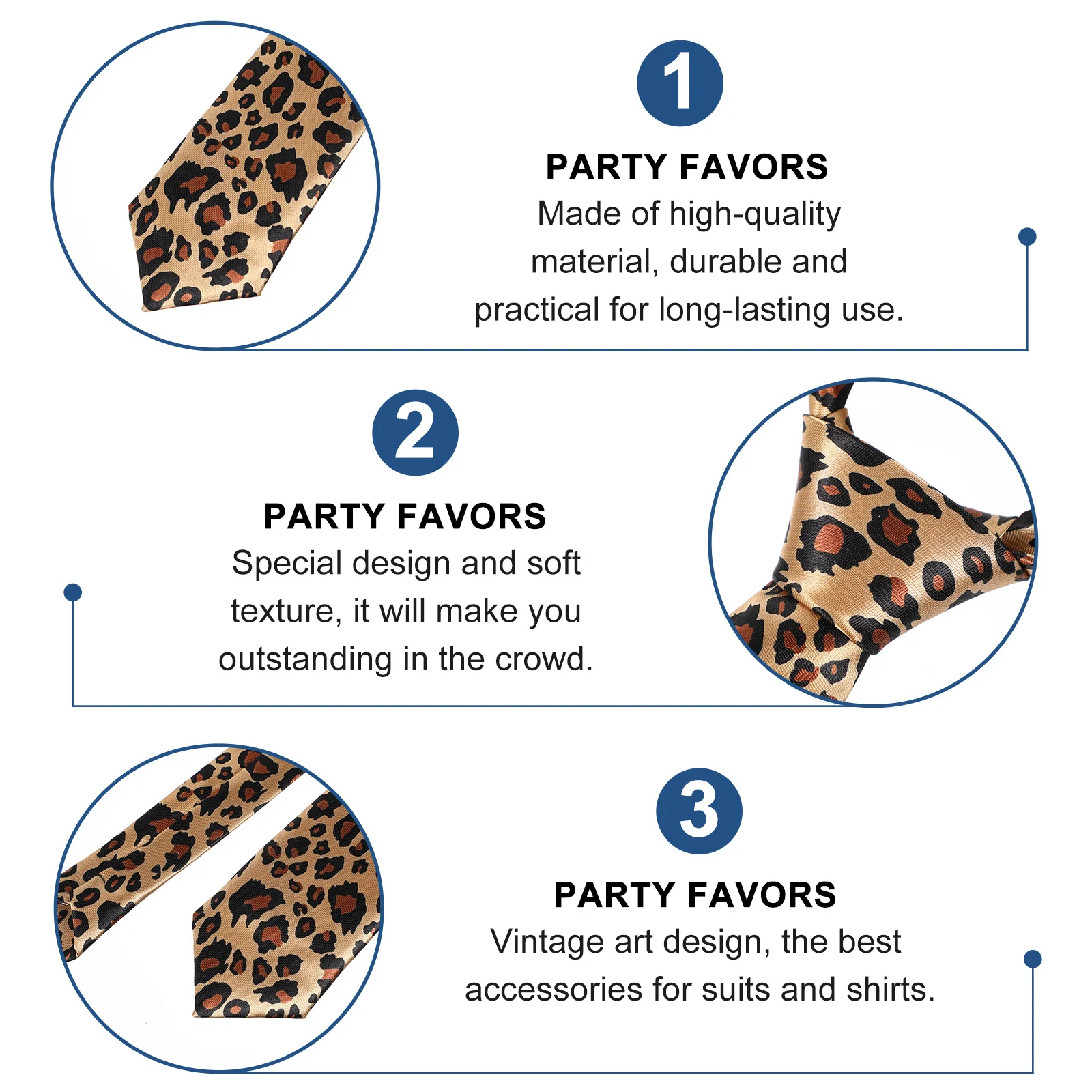 

2Pcs Leopard Zebra Necktie High-Quality Material Soft Skin-Friendly Tie for Daily Wear Theme Party Concert Bar Events