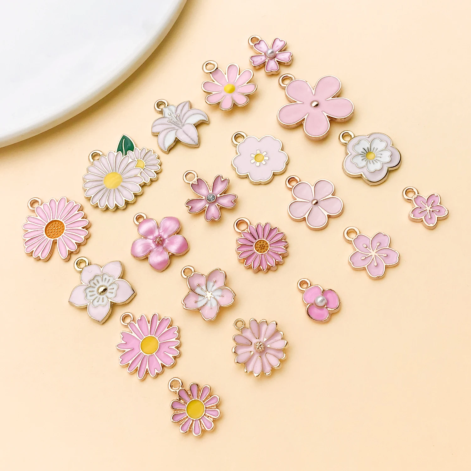 20 Stück rosa Emaille-Anhänger aus Legierung, verschiedene Stile, Anhänger für DIY-Armbänder, Halsketten, Ohrringe, Schmuckherstellung, Zubehör – Detail 12
