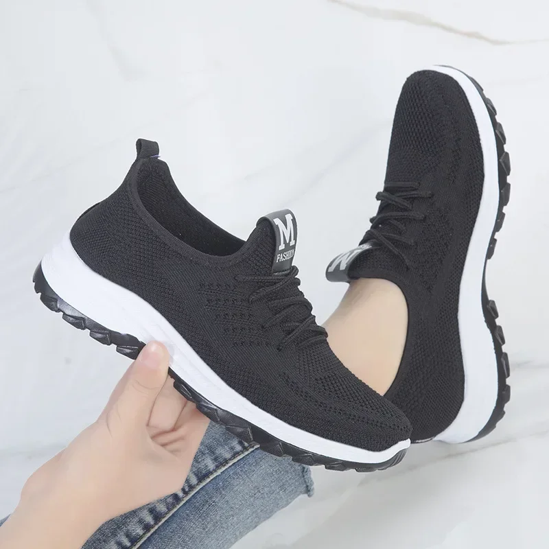 Women Sneakers Mesh Vulcanized Shoes Spring Ladies Casual Flats Sneaker Female New Fashion Comfort Light Knitting Shoes 2023