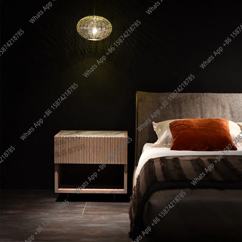 Simple modern design bedside table garden villa bedroom small apartment light luxury and high-end feeling