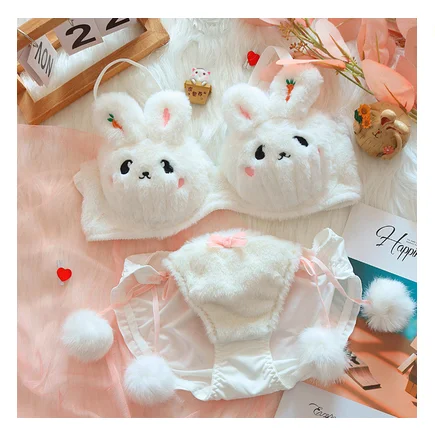 Girls lolita plush bra underwear my melody bralette push up brassiere  wirefree warm kawaii bra underpants seamless lingerie