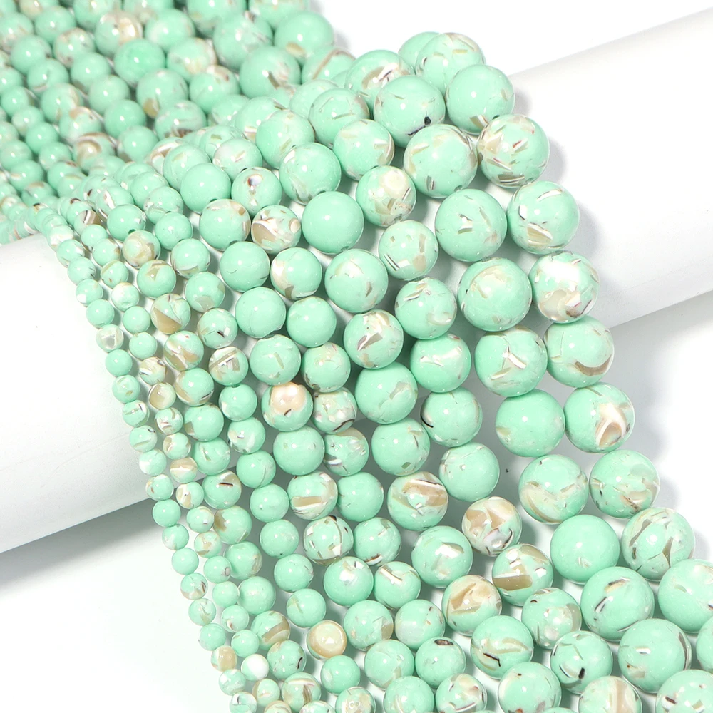 4/6/8/10/12mm Green Trochus Turquoise Stone Beads Round Loose Spacer Beads For Jewelry Making DIY Bracelets Necklace Accessories