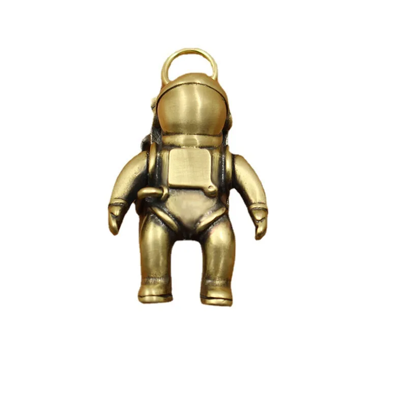 Solid Brass Astronaut Metal Figurine Keychain Pendant Luggage Accessories Decorative Figurines DIY Accessoires Miniatures