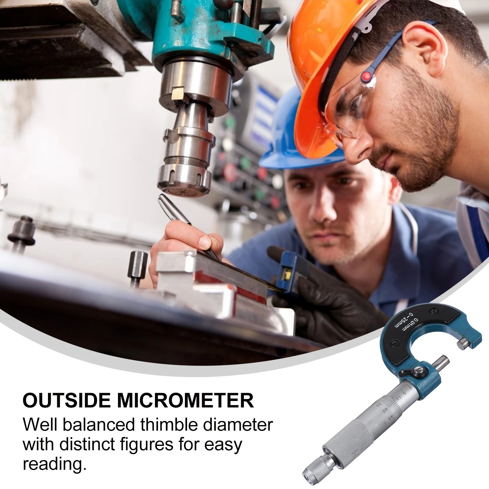 

1pc Outside Micrometer 0-25Mm Metric Carbon Steel Measuring Tool For Outer Diameter Thickness Portable Screw Gauge Instrument