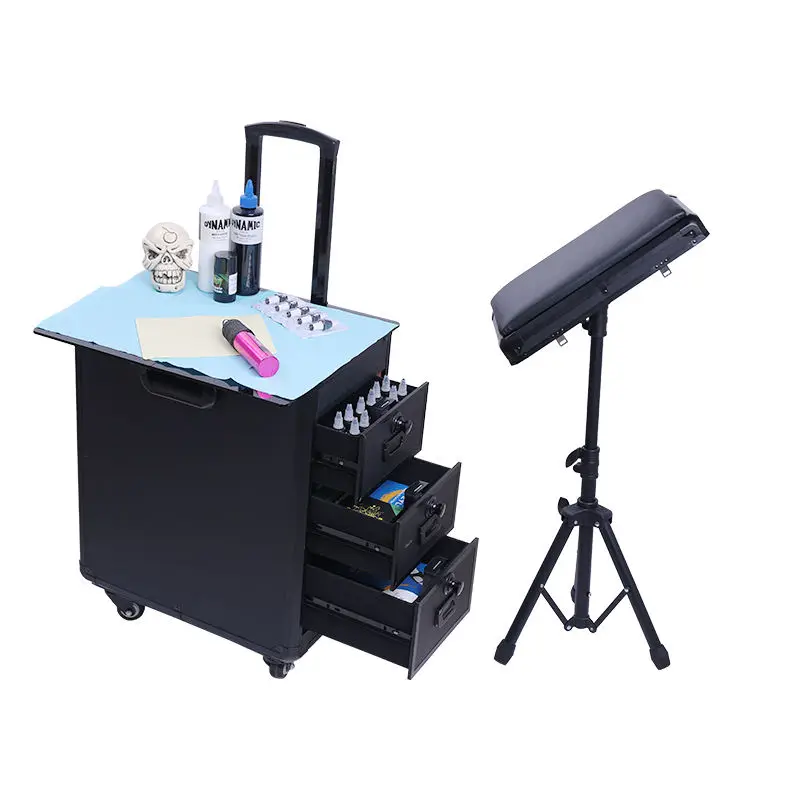 Hot Selling High-capacity Tattoo Trolley Bag Artist's Tools Storage Case Dual Purpose Deformable Arm Bracket Portable Suitcase