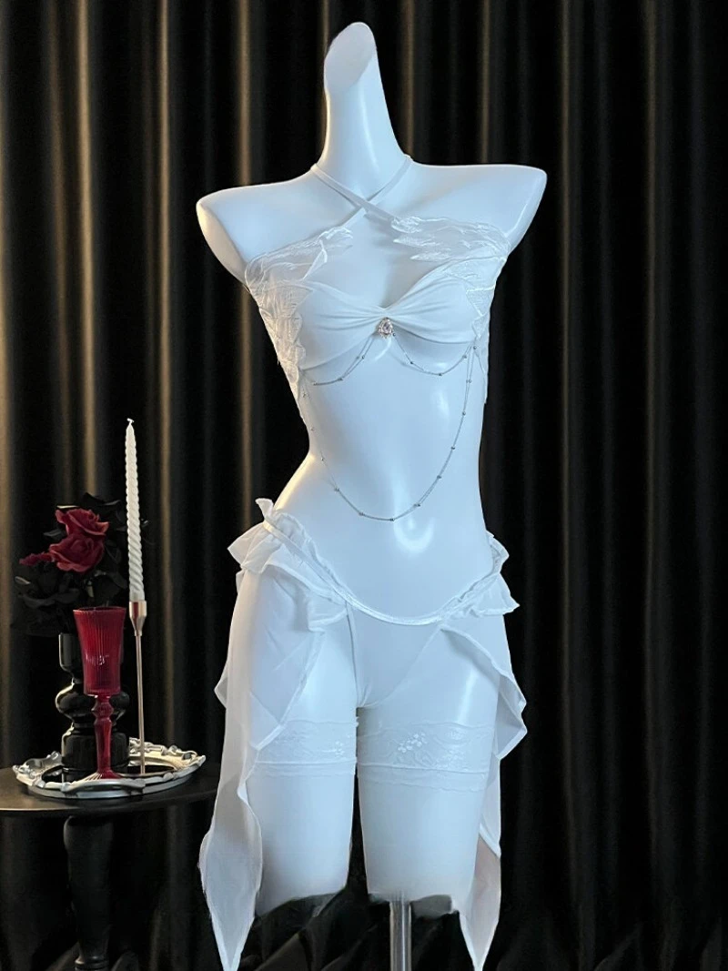 

Сексуальный комплект нижнего белья и футболки с тремя точками Holy Seraphim, прозрачный комплект с защитой груди, романтический и соблазнительный пижамный комплект, соблазнительный