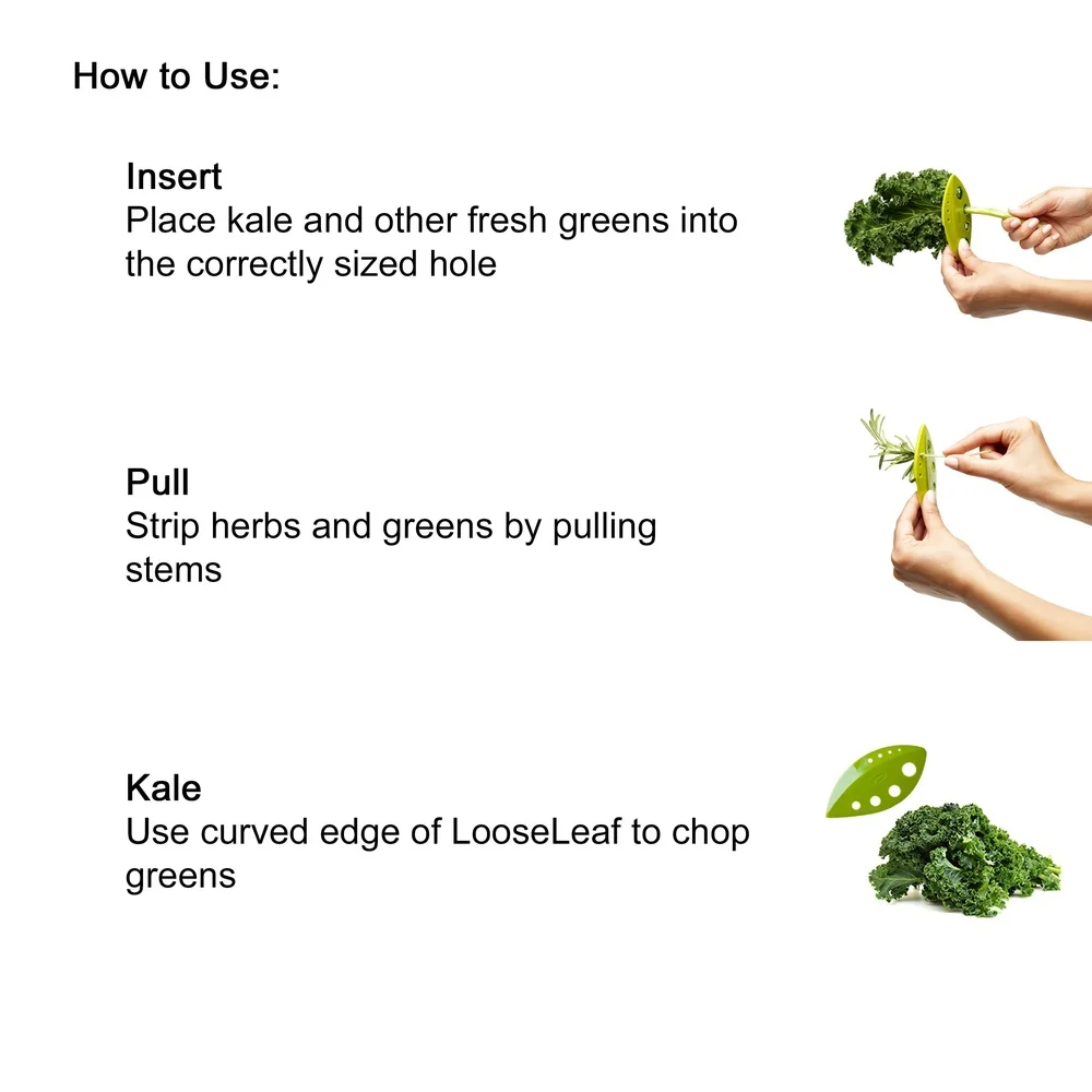 أداة تعرية الأعشاب الخضراء من Kale Chard Collard أداة المطبخ مزيل أوراق الشجر آمنة وسهلة الاستخدام وإعداد الوجبات الخفيفة الصحية