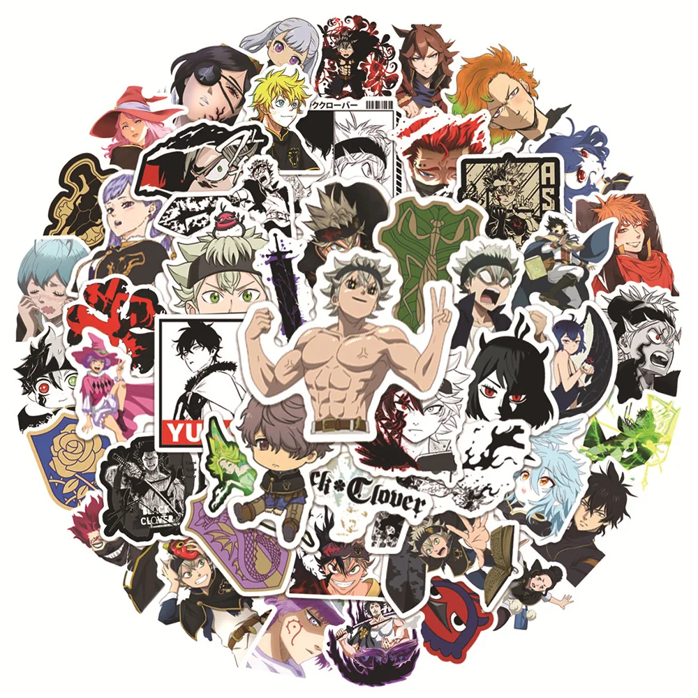 10/30/50PCS Cool Black Clover Anime Stickers PVC Graffiti Decals Waterpoof DIY Suitcase Guitar Wall Notebook Stickers Toy Gift