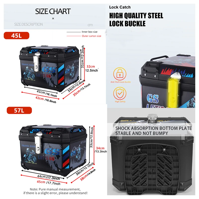 تقريبا 45L دراجة نارية مربع خلفي العالمي ل R1200GS R1250GS F800GS F850GS سعة كبيرة العلوي الخلفي الأمتعة أداة مربع خلفي #2