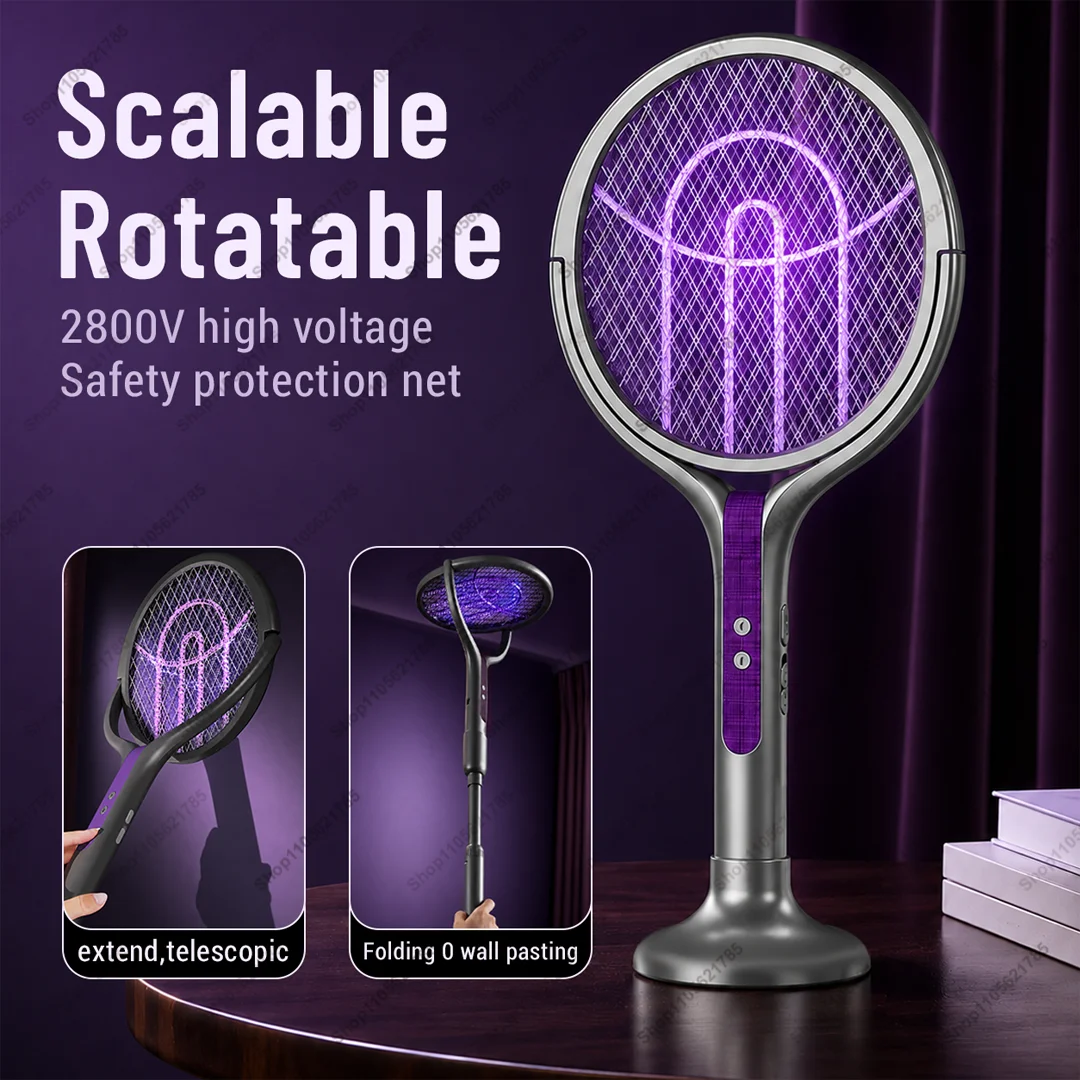 2-in-1 Mosquito Killer Multi functional Mosquito Swatter USB Rechargeable Fly Zapper Bat Swatter