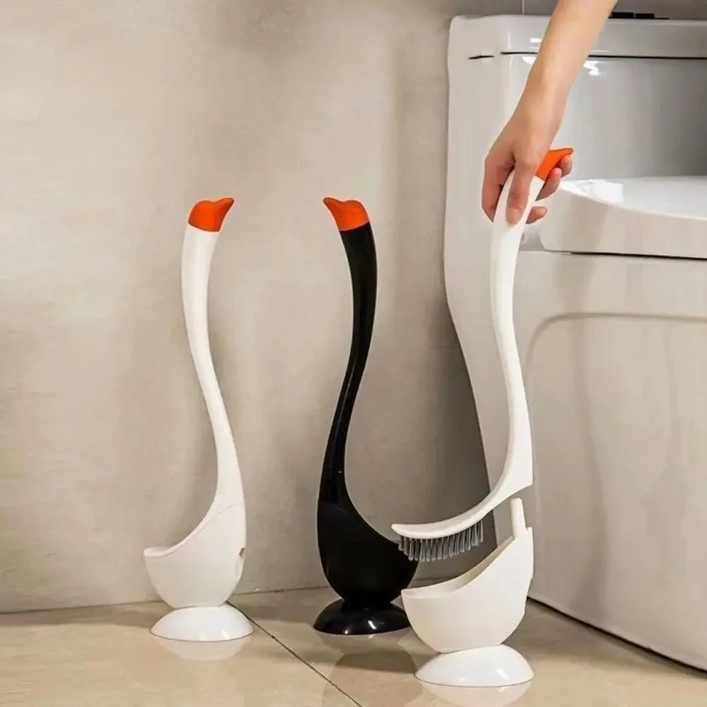 

Cute Toilet Brush with Long Handle Swan Shape Toilet Holders Bathroom Accessories Plastic Toilet Plunger Household Cleaning Tool