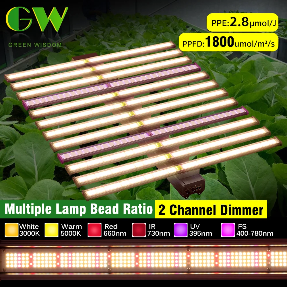 Full Spectrum LED Grow Light 1100W 1300W LM281B High Light 2 Channel Design for Greenhouse Hydroponic Plants Growing