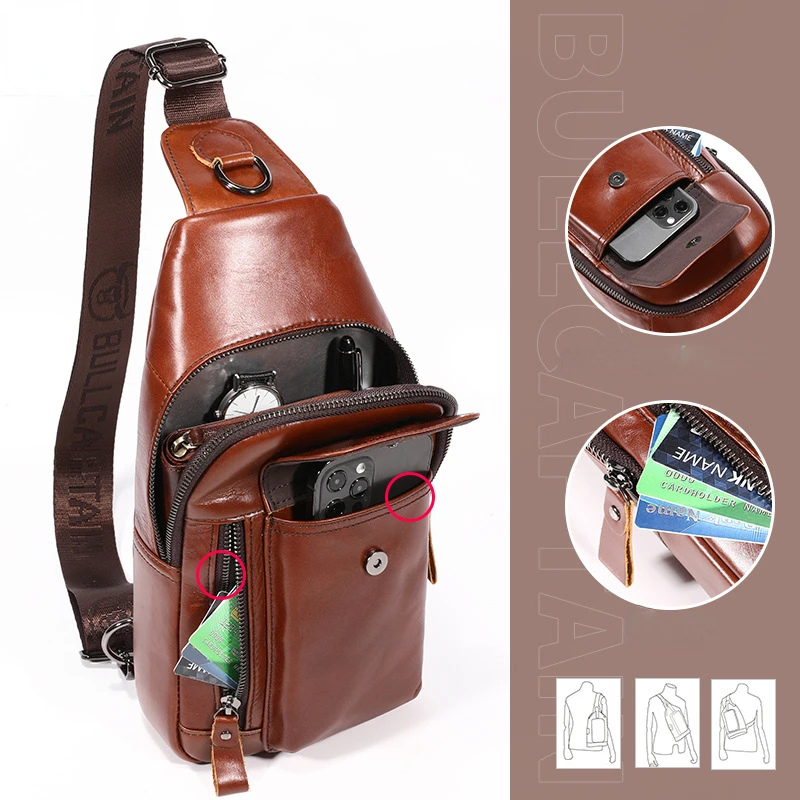 Imagem -03 - Bolsa Crossbody de Couro Genuíno para Homens Sling Luxuoso Couro Casual ao ar Livre Bolsa Mensageiro de Viagem Masculina de Alta Qualidade