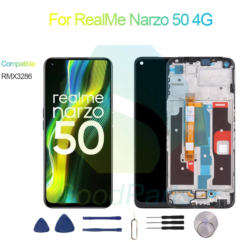 For RealMe Narzo 50 4G Screen Display Replacement 2412*1080 RMX3286 For RealMe Narzo 50 4G LCD Touch Digitizer