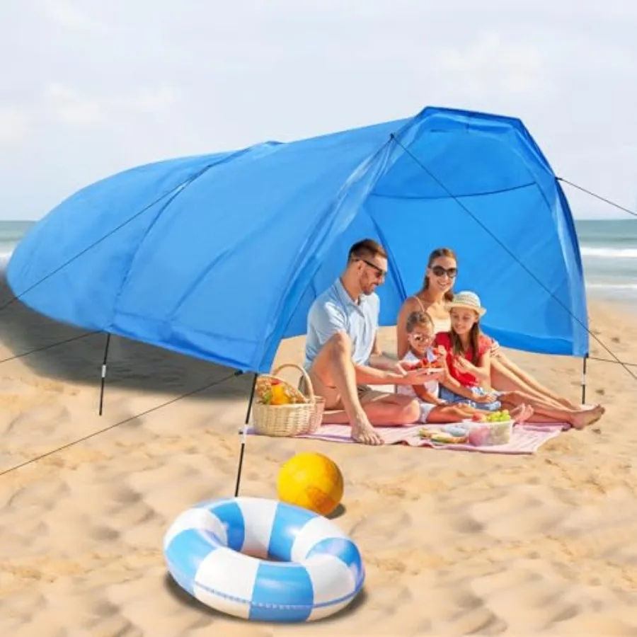 

200 кв. м. Пляжный тент-шатер для 4-8 человек, портативный солнцезащитный навес с УФ-защитой, легкий и простой в установке, для семейного отдыха на природе