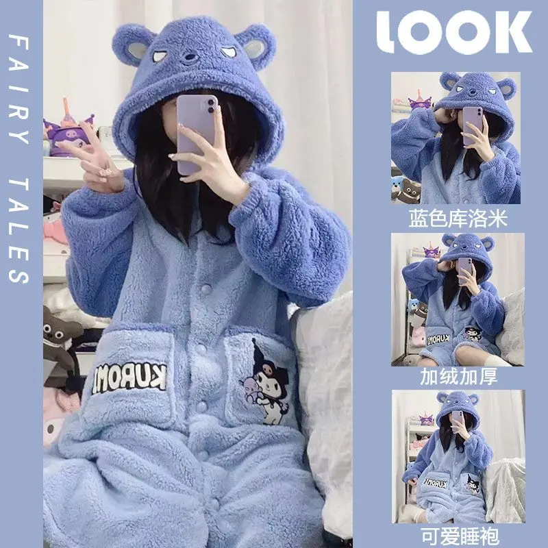 سانريو كورومي سترة رداء غامض Kawaii أنيمي ازياء عباءات الكرتون الفتيات الفتيان منامة الرؤوس هوديي العباءات هدايا عيد الميلاد