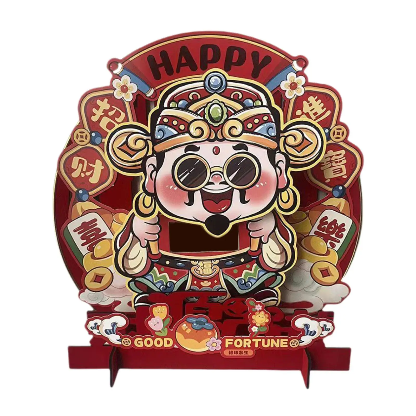 Flocking Chinese Immortal Figure Tabletop Sign for Living Room Versatile Decorative 12.6x12.6inch Spring Festival Decoration